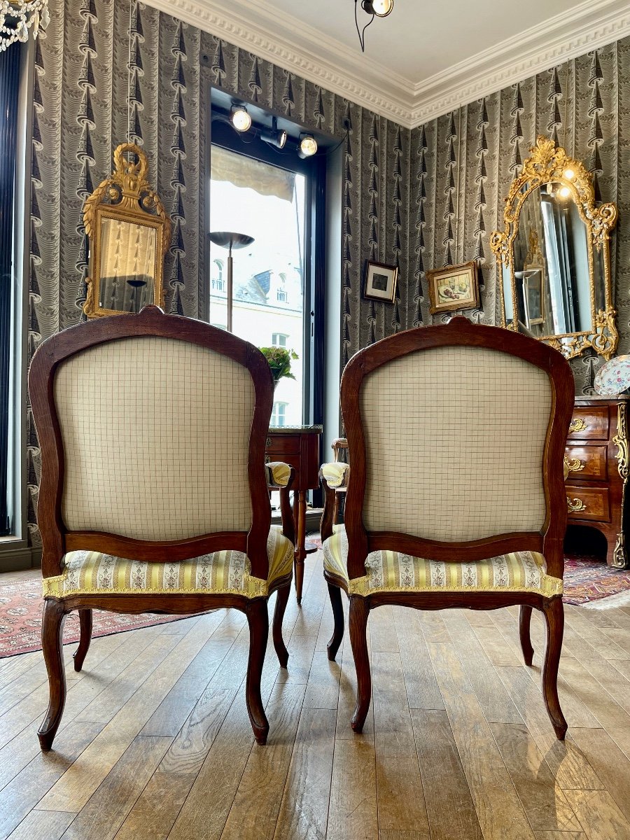 Pair Of Louis XV Period Flat Back Armchairs - 18th Century-photo-3