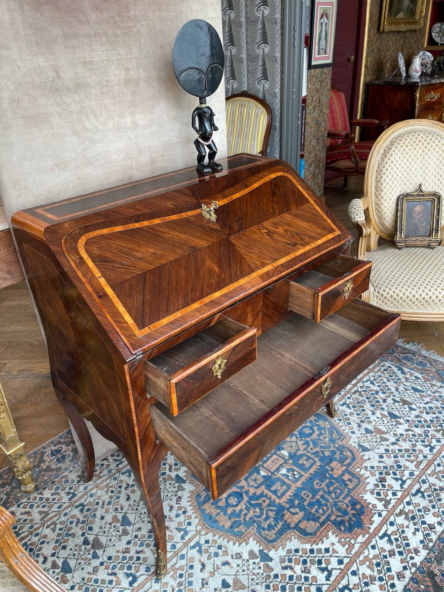 Scriban bureau de pente Chippendale secrétaire en ronce de noyer