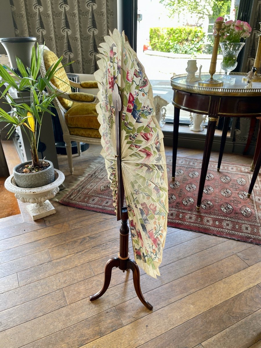 Beautiful And Rare Circular Screen Fan On A Rosewood Stand From The Restoration Period - Charles-photo-4