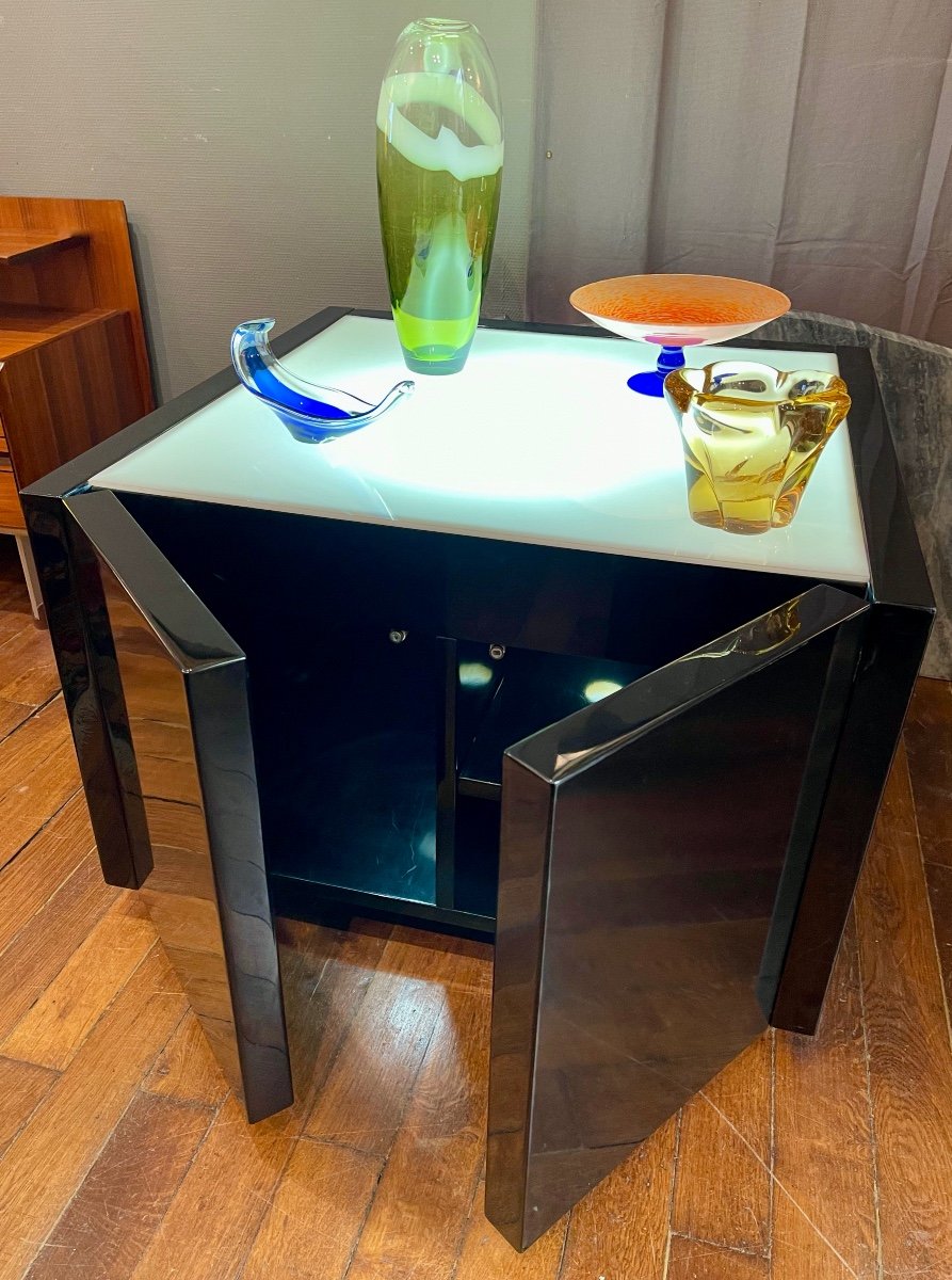 Table Basse / Cabinet Bar Lumineux "Saratoga" Par Lella &Massimo Vignelli - Italie - Année 60-photo-3