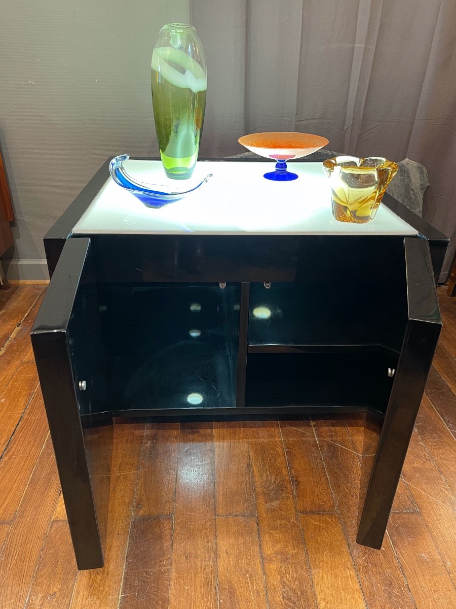 Table Basse / Cabinet Bar Lumineux "Saratoga" Par Lella &Massimo Vignelli - Italie - Année 60-photo-4