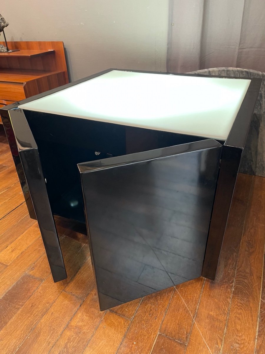 Table Basse / Cabinet Bar Lumineux "Saratoga" Par Lella &Massimo Vignelli - Italie - Année 60-photo-2
