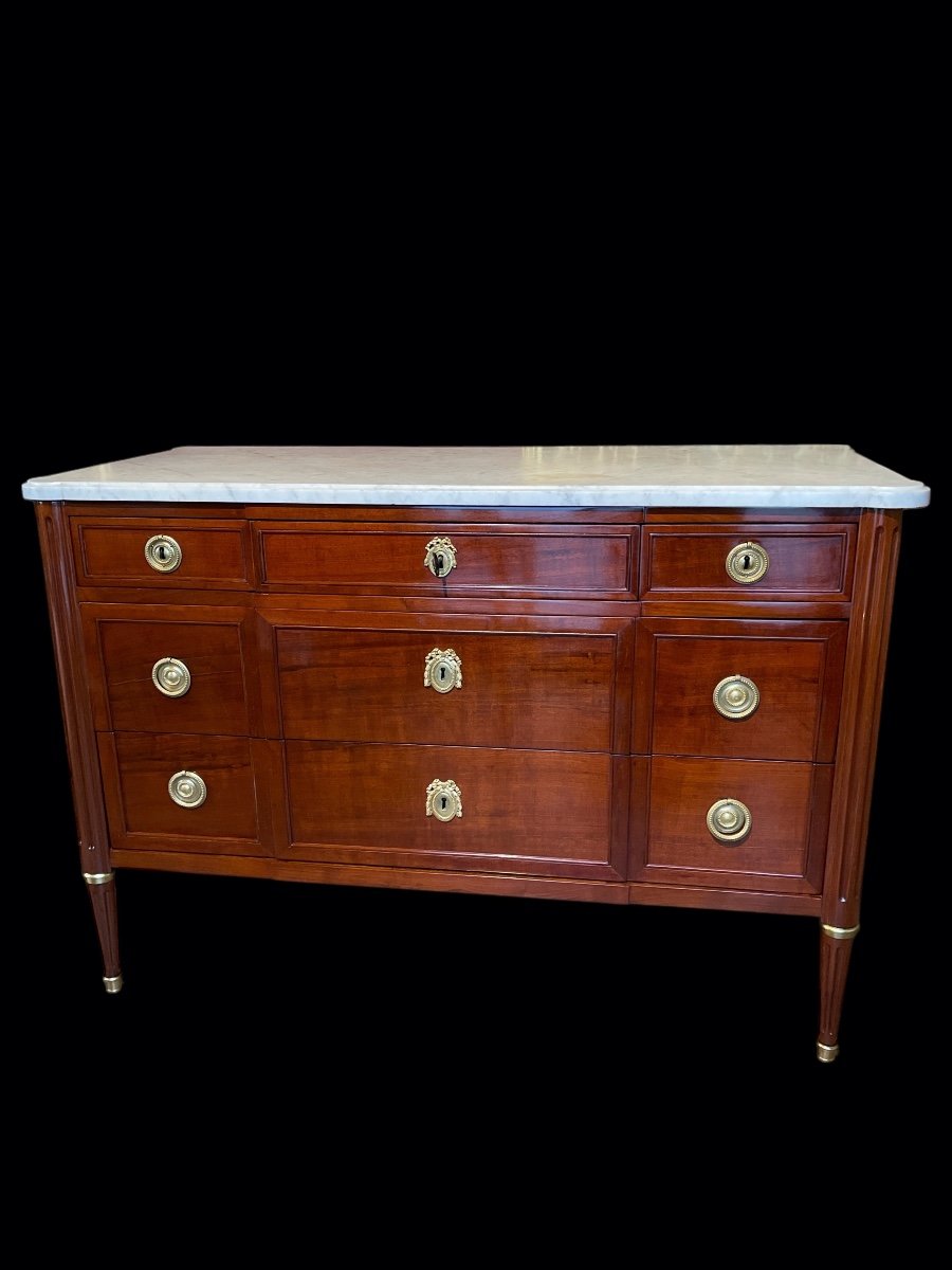 Louis XVI Period Chest Of Drawers In Mahogany - 18th Century-photo-3