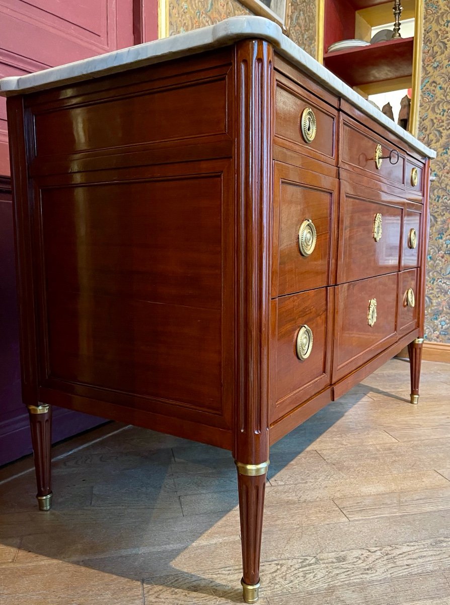 Louis XVI Period Chest Of Drawers In Mahogany - 18th Century-photo-1