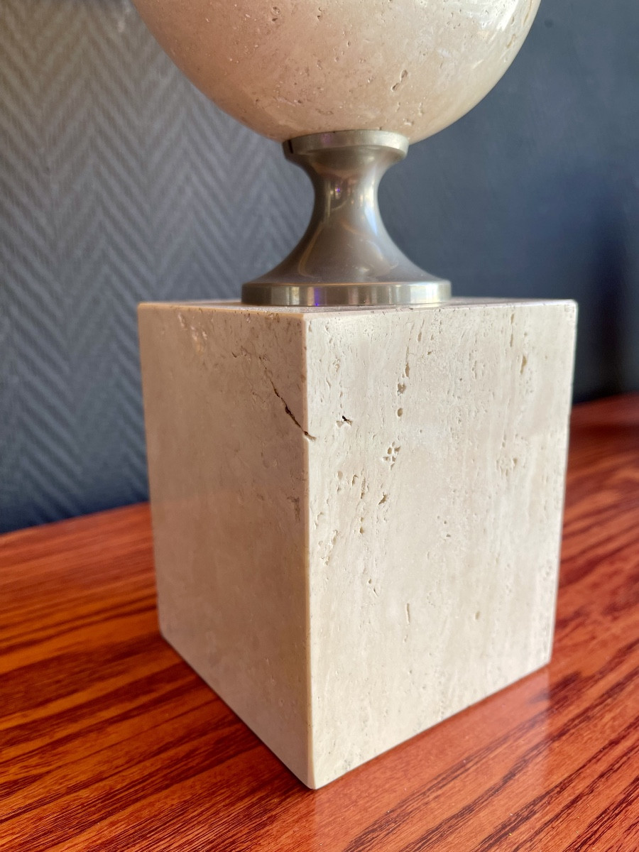 Travertine Table Or Living Room Lamp Created By Maison Philippe Barbier - 1960s/1970s-photo-2