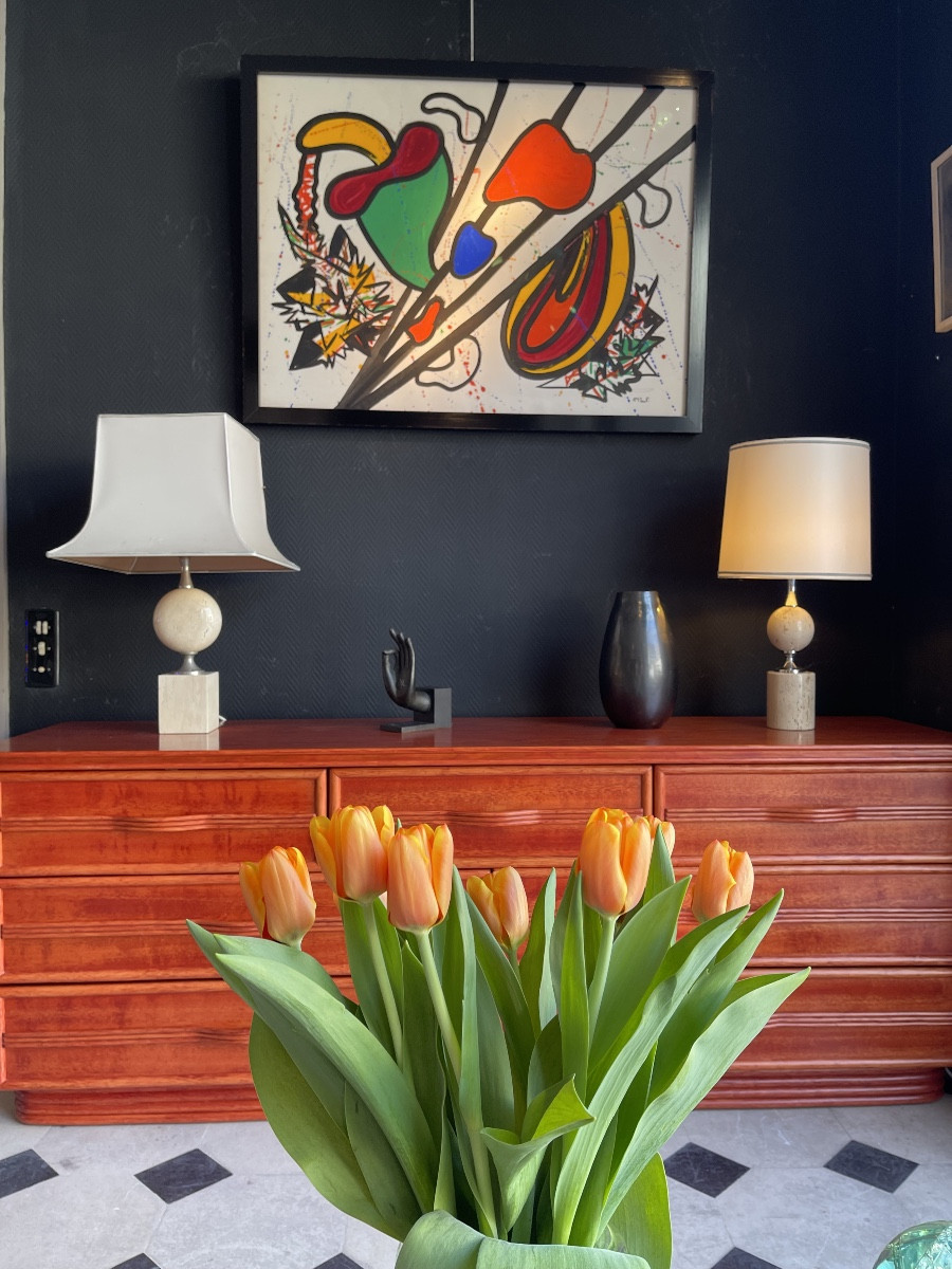 Lampe De Table Ou De Salon En Travertin Éditée Par La Maison Philippe Barbier - Année 60/70-photo-4