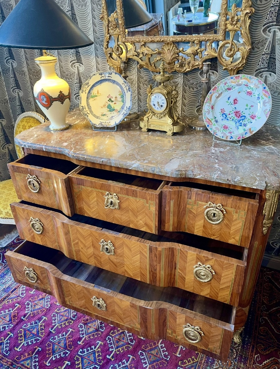 Transitional Period Inlaid Chest Of Drawers Attributed To J-c Stumpff - 18th Century-photo-4