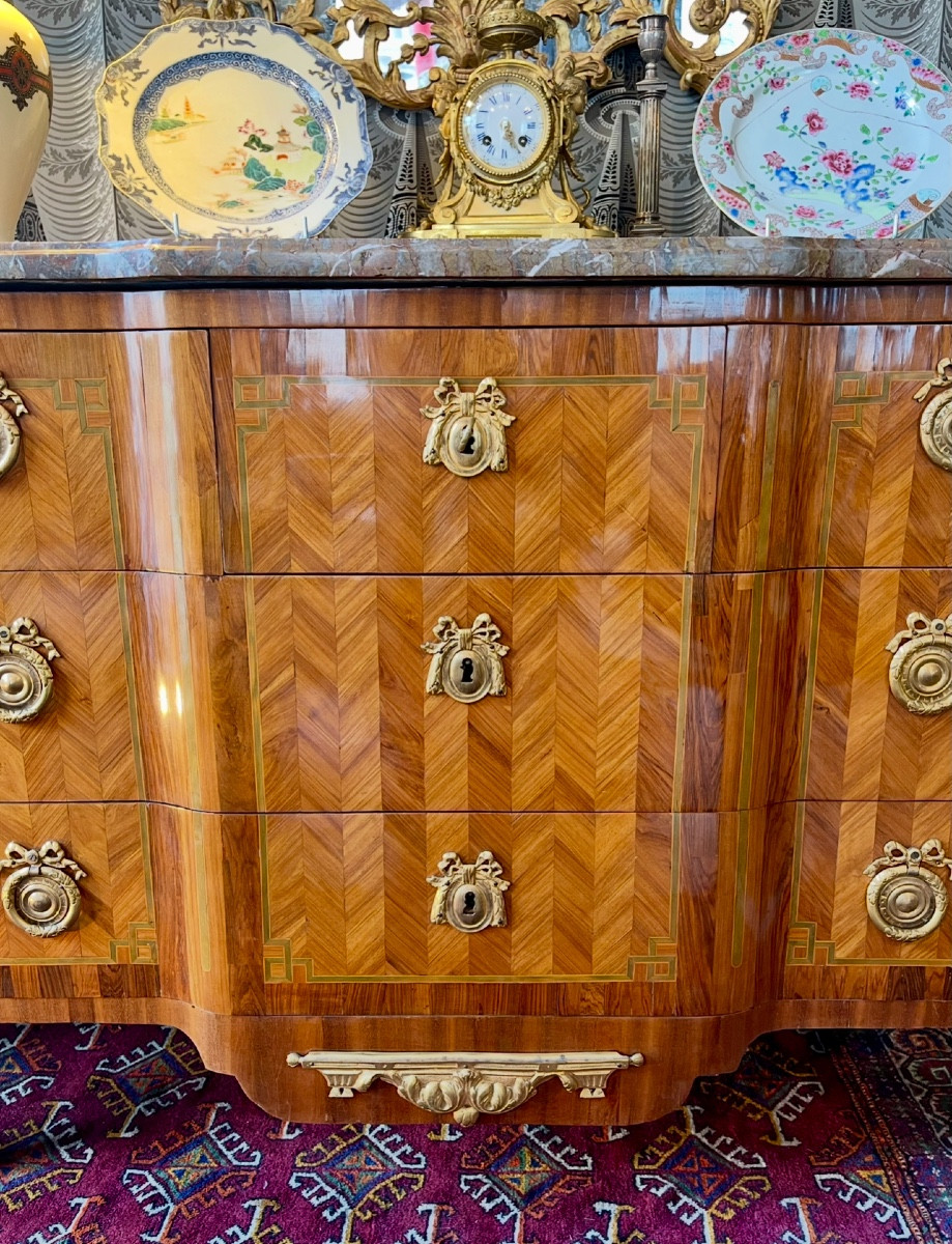 Commode Marquetée D’époque Transition attribuée à J-C Stumpff  - XVIIIe siècle-photo-2