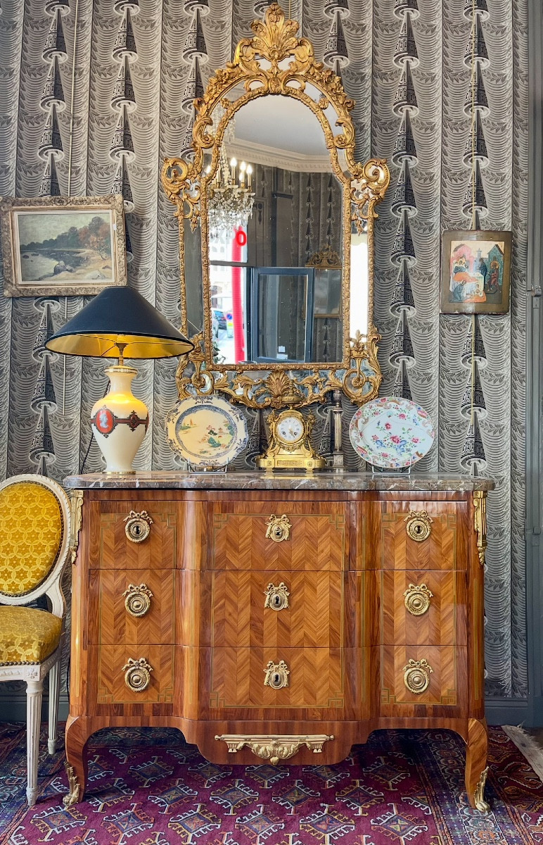 Transitional Period Inlaid Chest Of Drawers Attributed To J-c Stumpff - 18th Century-photo-1