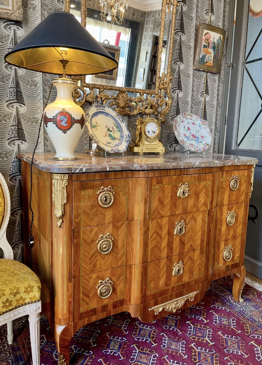 Transitional Period Inlaid Chest Of Drawers Attributed To J-c Stumpff - 18th Century-photo-2