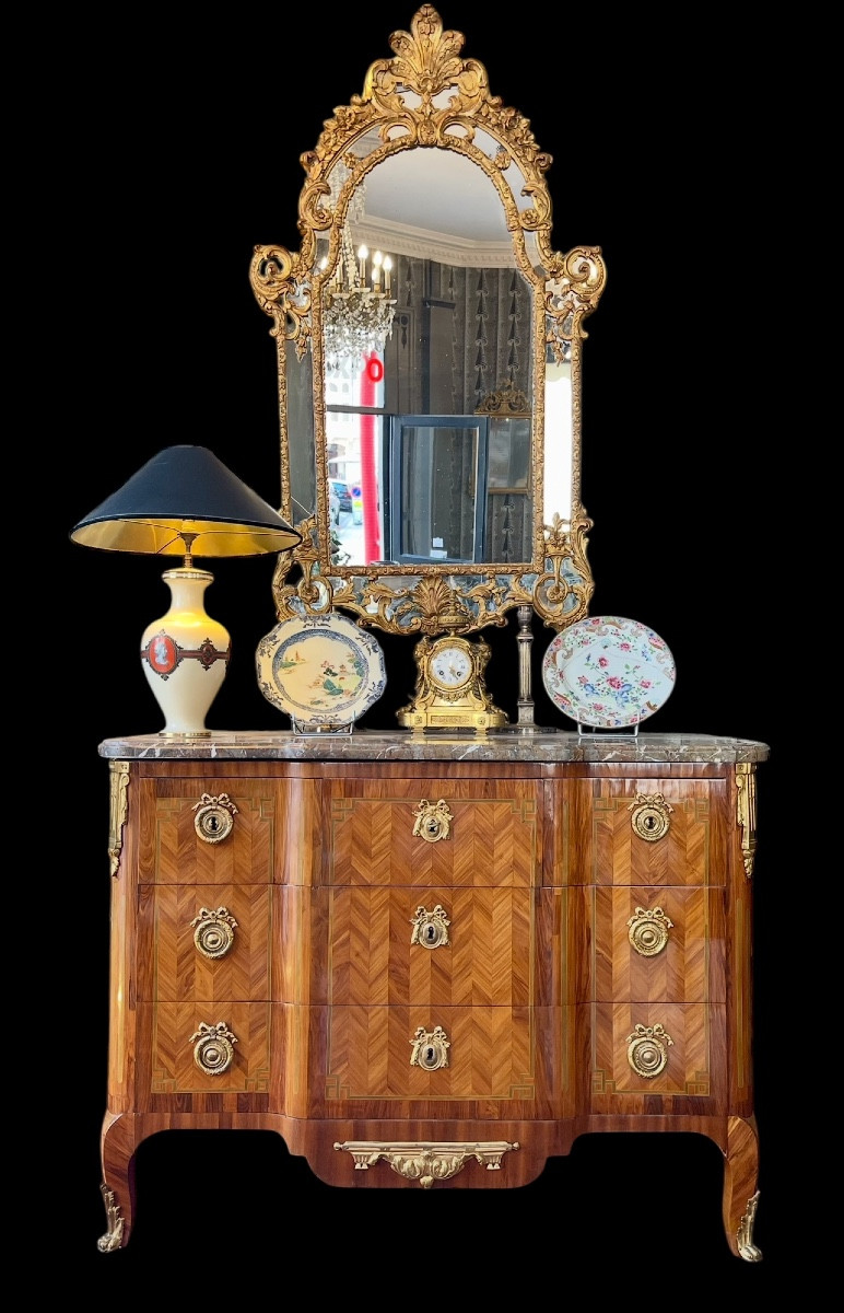 Transitional Period Inlaid Chest Of Drawers Attributed To J-c Stumpff - 18th Century-photo-3