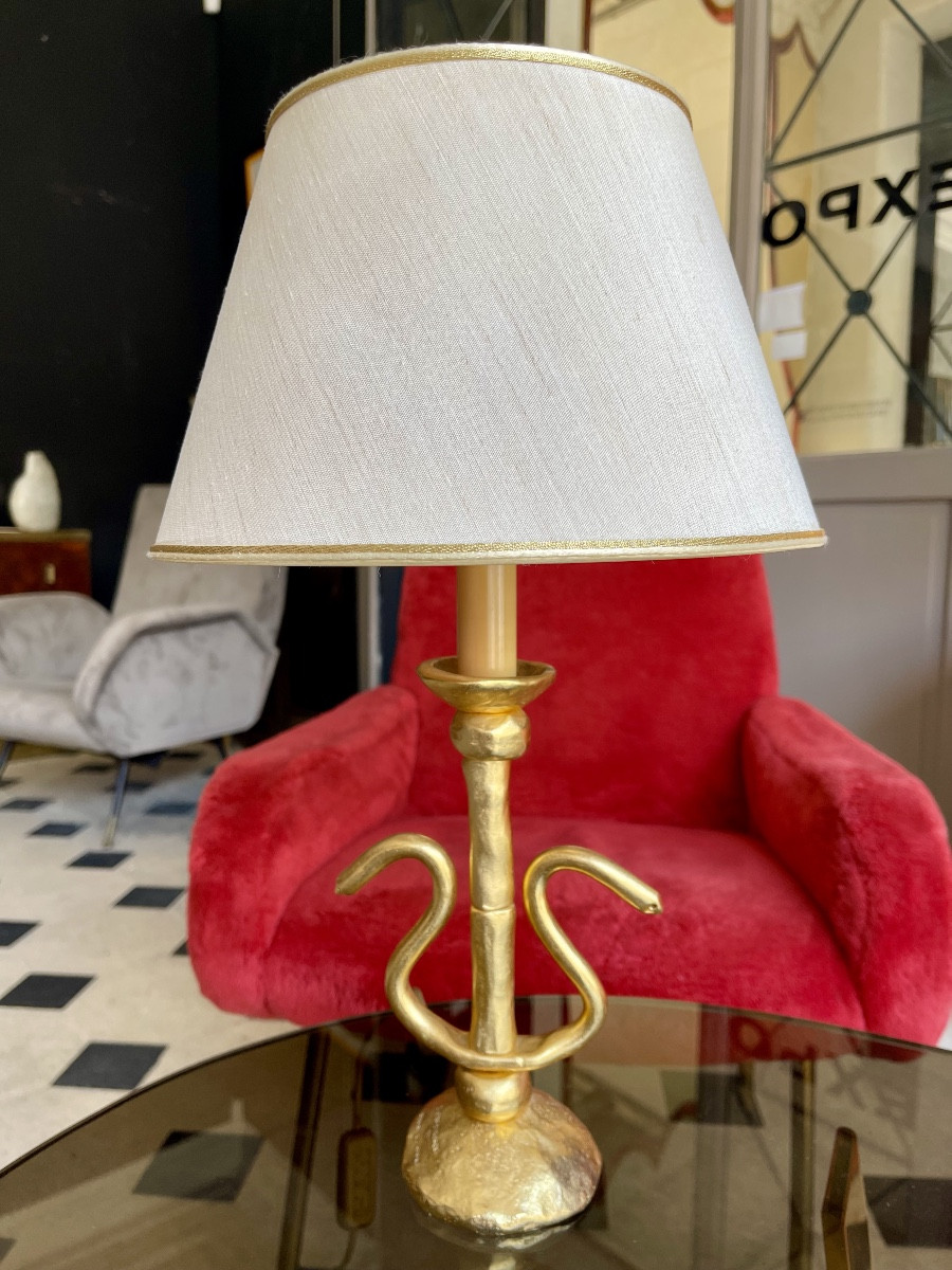 Lampe de table en bronze doré de Constance.D par Lucien Gau  -XXe siècle -photo-6