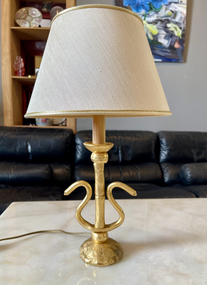 Lampe de table en bronze doré de Constance.D par Lucien Gau  -XXe siècle -photo-7