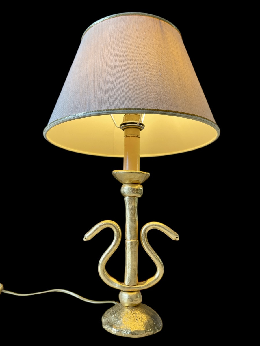 Lampe de table en bronze doré de Constance.D par Lucien Gau  -XXe siècle -photo-8