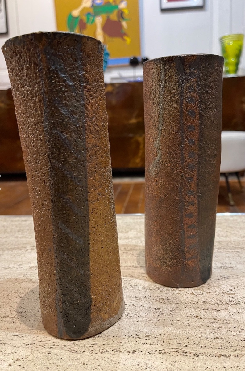 Pair Of Stoneware Vases By Jacques Laroussinie - Atelier De La Borde - Late 90s -photo-3