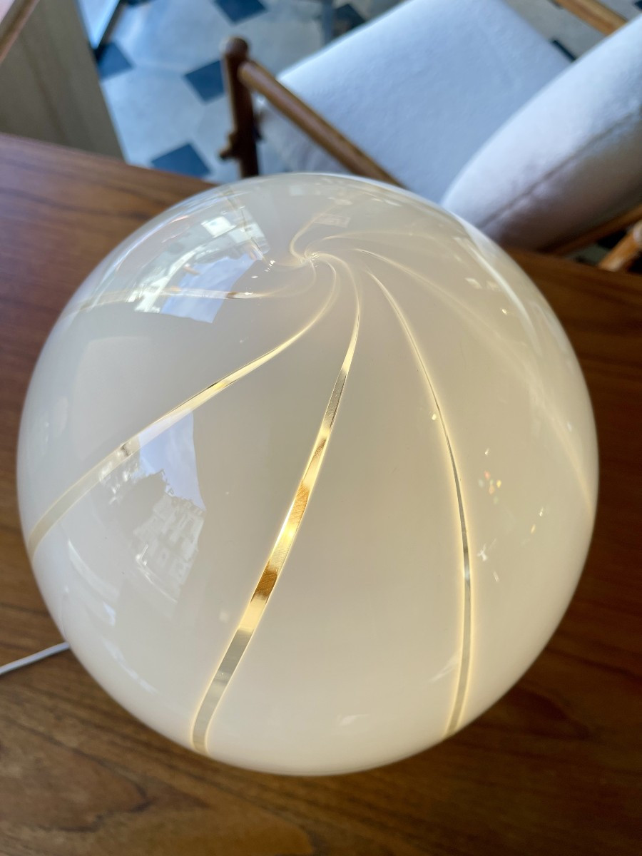 Murano Glass Egg-shaped Desk Or Living Room Lamp - Italy 1970-photo-1