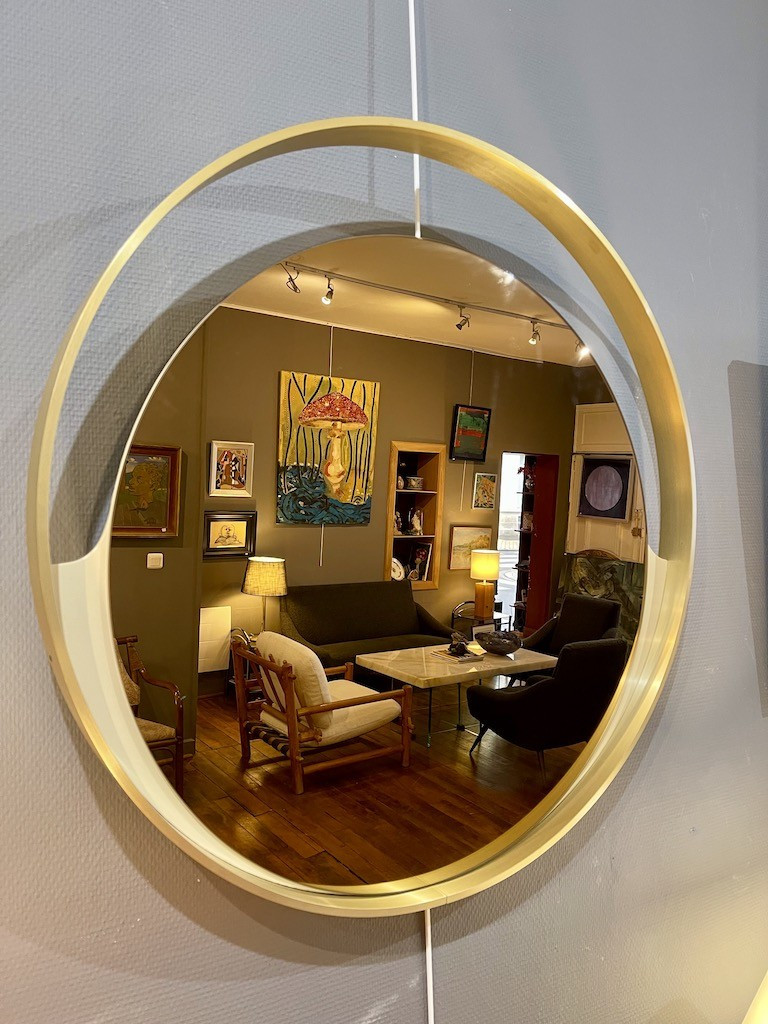Vintage Italian Round Wall Mirror-photo-1