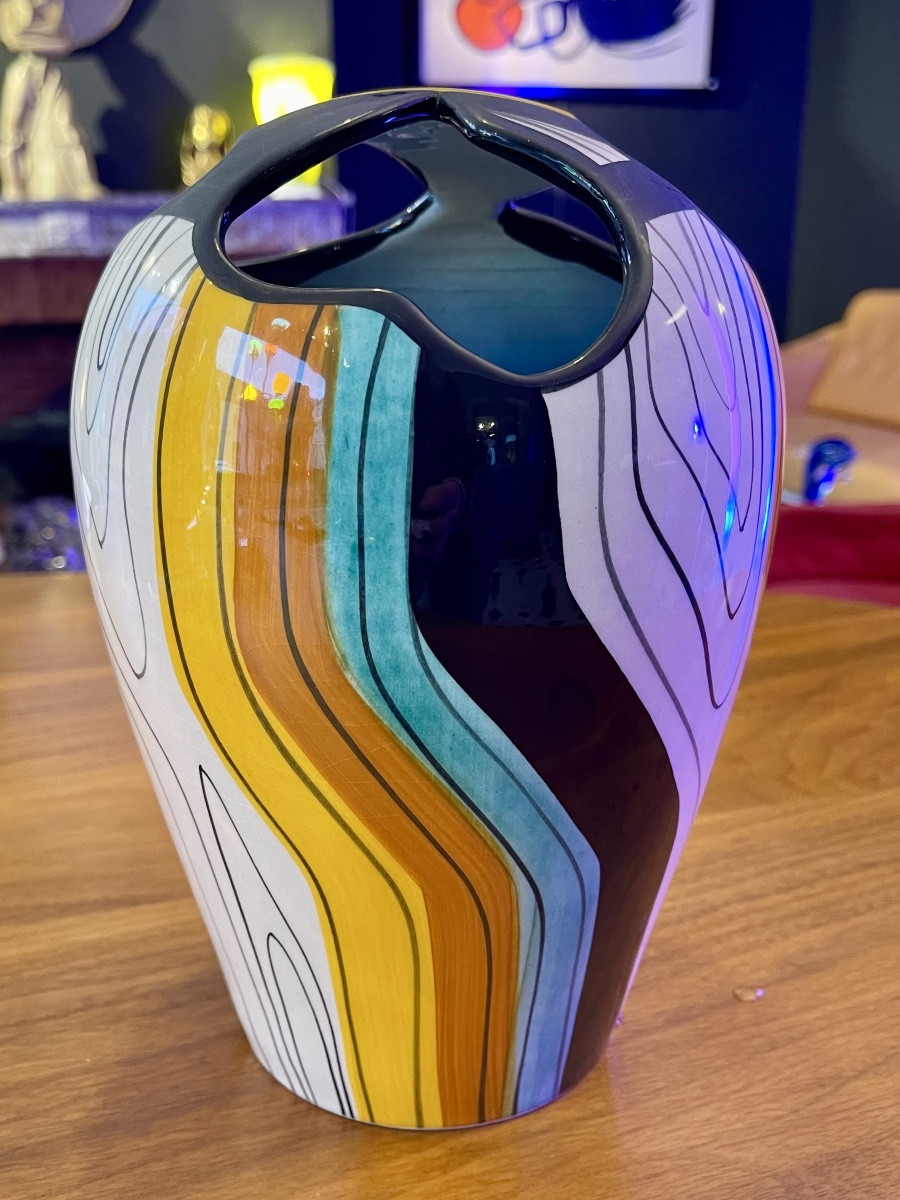 Original Colored Ceramic Vase - Stamped Vallauris - Year 1960