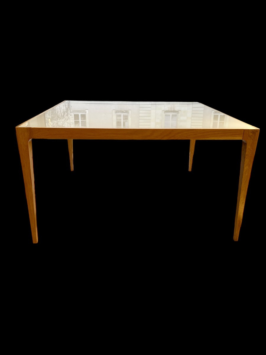 Square Coffee Table In Opaque White Glass - Sweden - 1960s-photo-1
