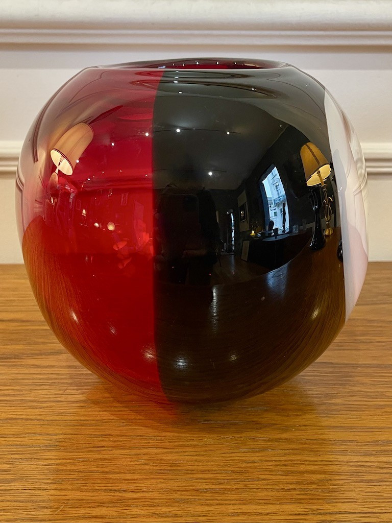 Round Vase In Tricolour Murano Glass - Italy 1970-photo-3