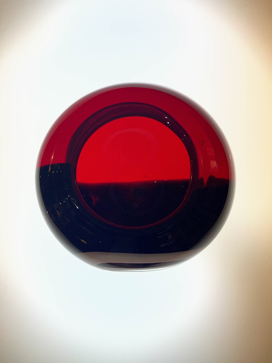 Round Vase In Tricolour Murano Glass - Italy 1970-photo-3