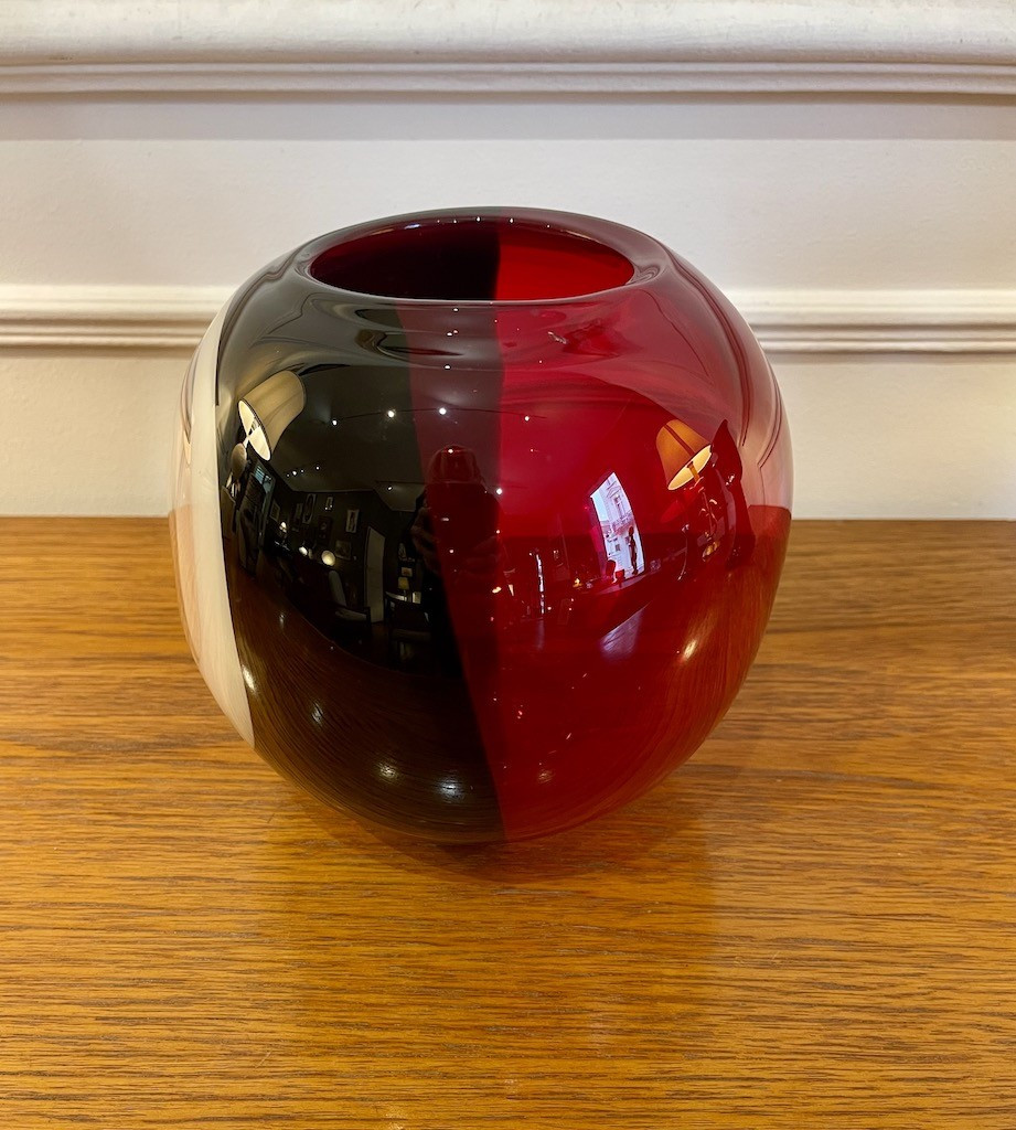 Round Vase In Tricolour Murano Glass - Italy 1970-photo-1