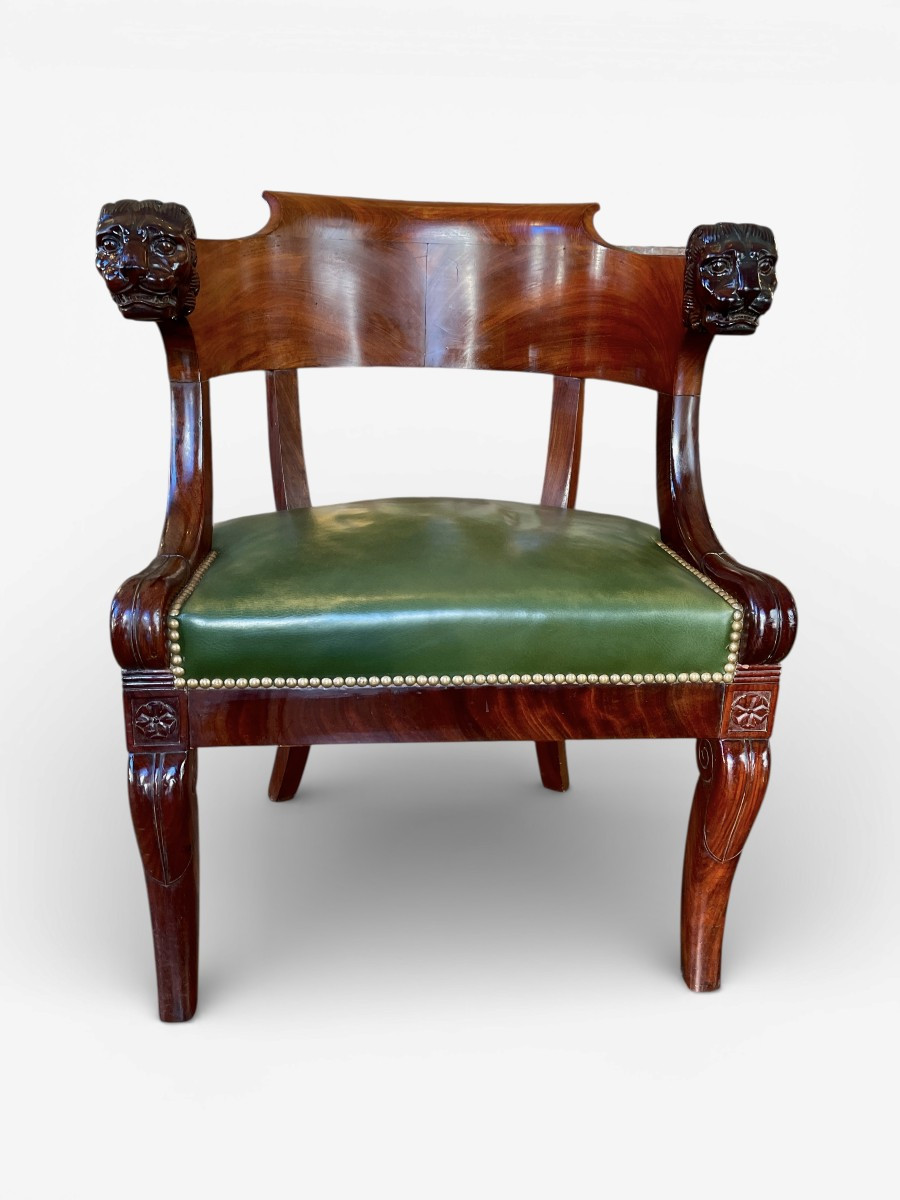 Mahogany Officer's Office Chair – Empire Period – 19th Century-photo-2