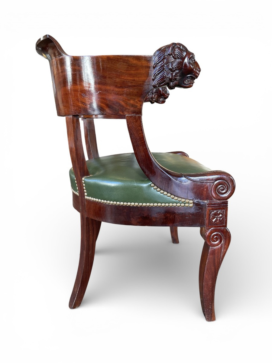 Mahogany Officer's Office Chair – Empire Period – 19th Century-photo-3