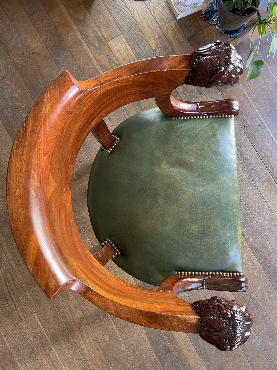 Mahogany Officer's Office Chair – Empire Period – 19th Century-photo-1