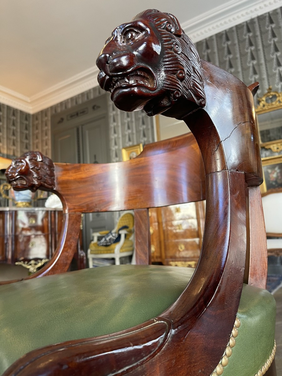Mahogany Officer's Office Chair – Empire Period – 19th Century-photo-3