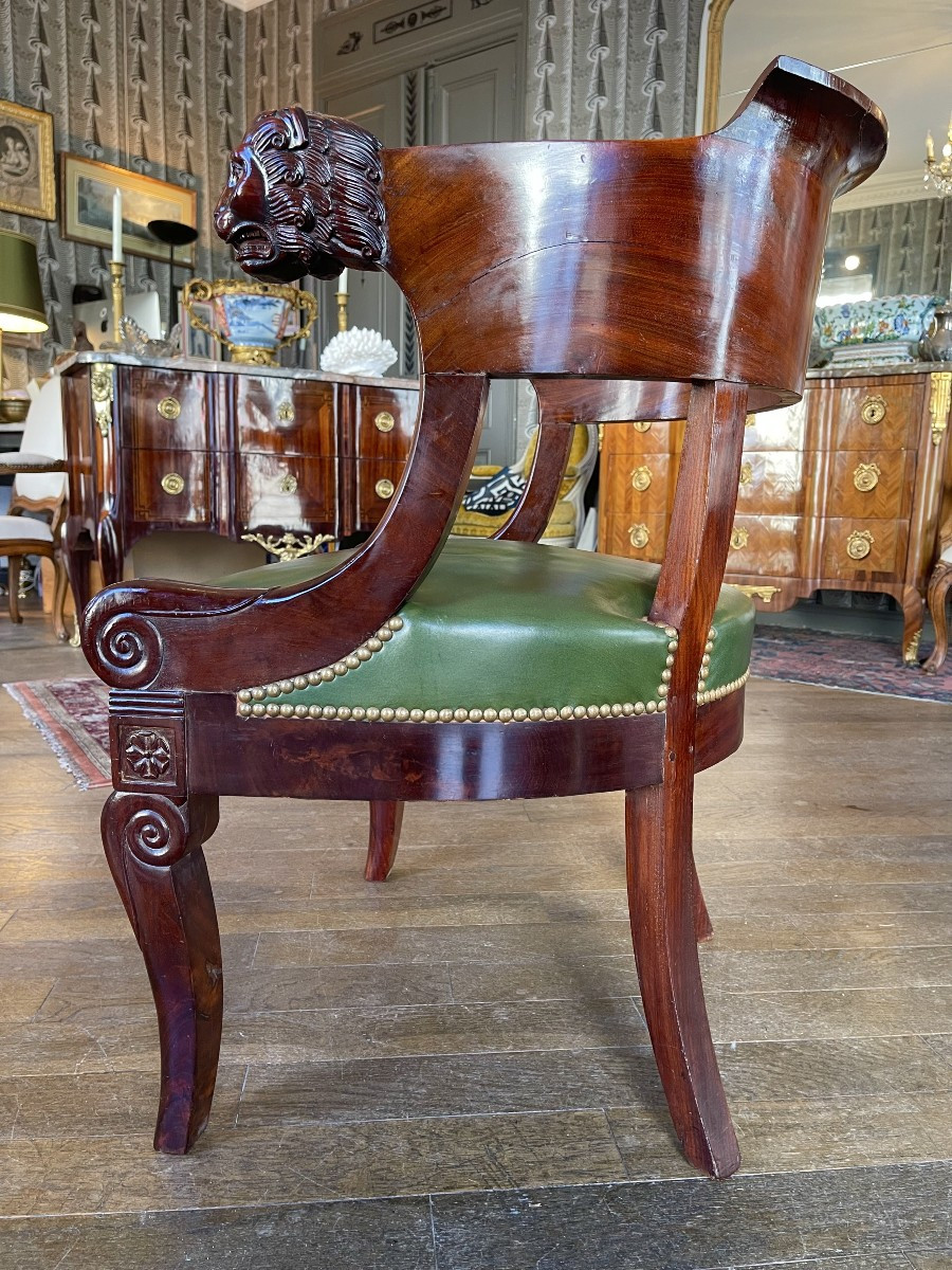 Mahogany Officer's Office Chair – Empire Period – 19th Century-photo-4