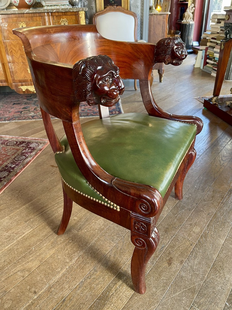 Mahogany Officer's Office Chair – Empire Period – 19th Century-photo-5