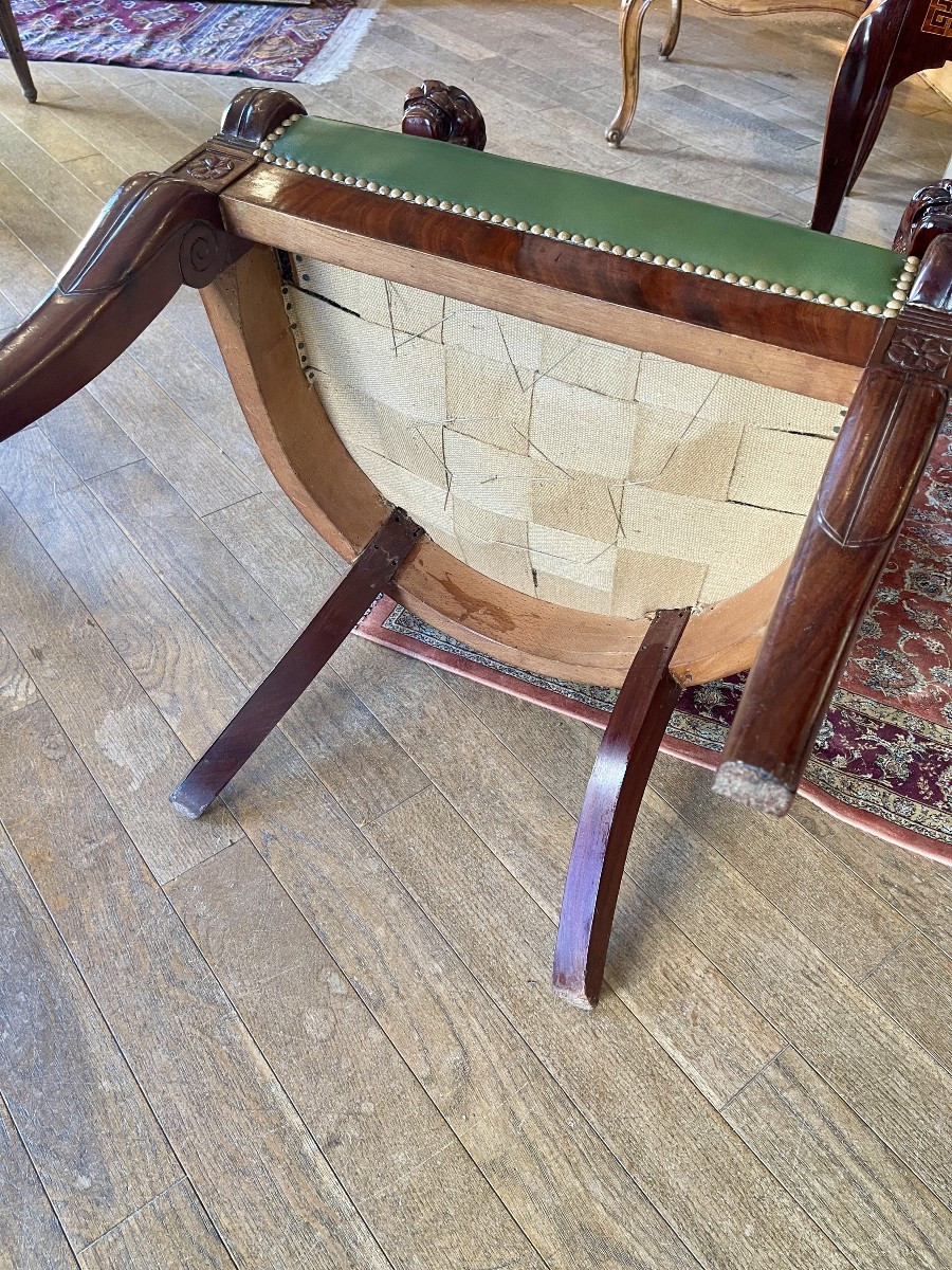 Mahogany Officer's Office Chair – Empire Period – 19th Century-photo-7