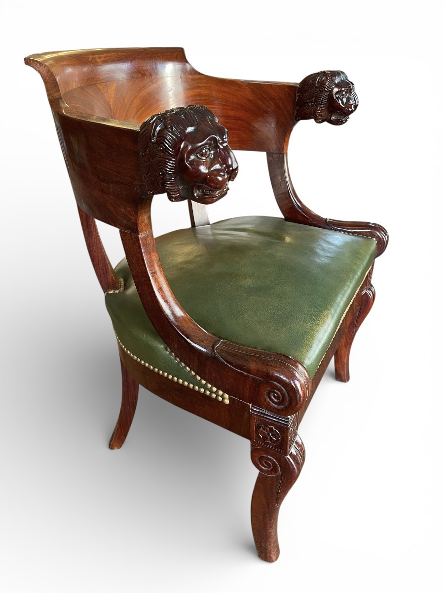 Mahogany Officer's Office Chair – Empire Period – 19th Century