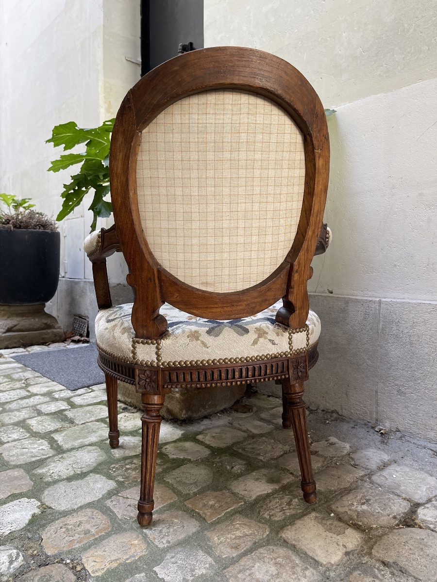 Pair Of Louis XVI Period Oak Cabriolet Armchairs - 18th Century-photo-4
