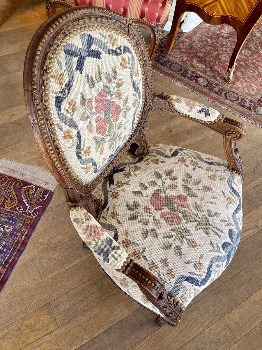 Pair Of Louis XVI Period Oak Cabriolet Armchairs - 18th Century-photo-4