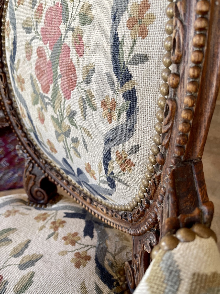 Pair Of Louis XVI Period Oak Cabriolet Armchairs - 18th Century-photo-5