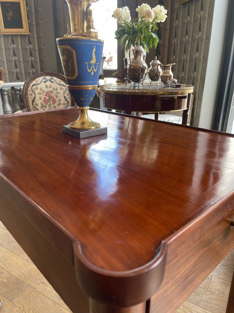 Mahogany Library Table Louis XVIth Period Stamped Etienne Avril - XVIIIth Century-photo-4
