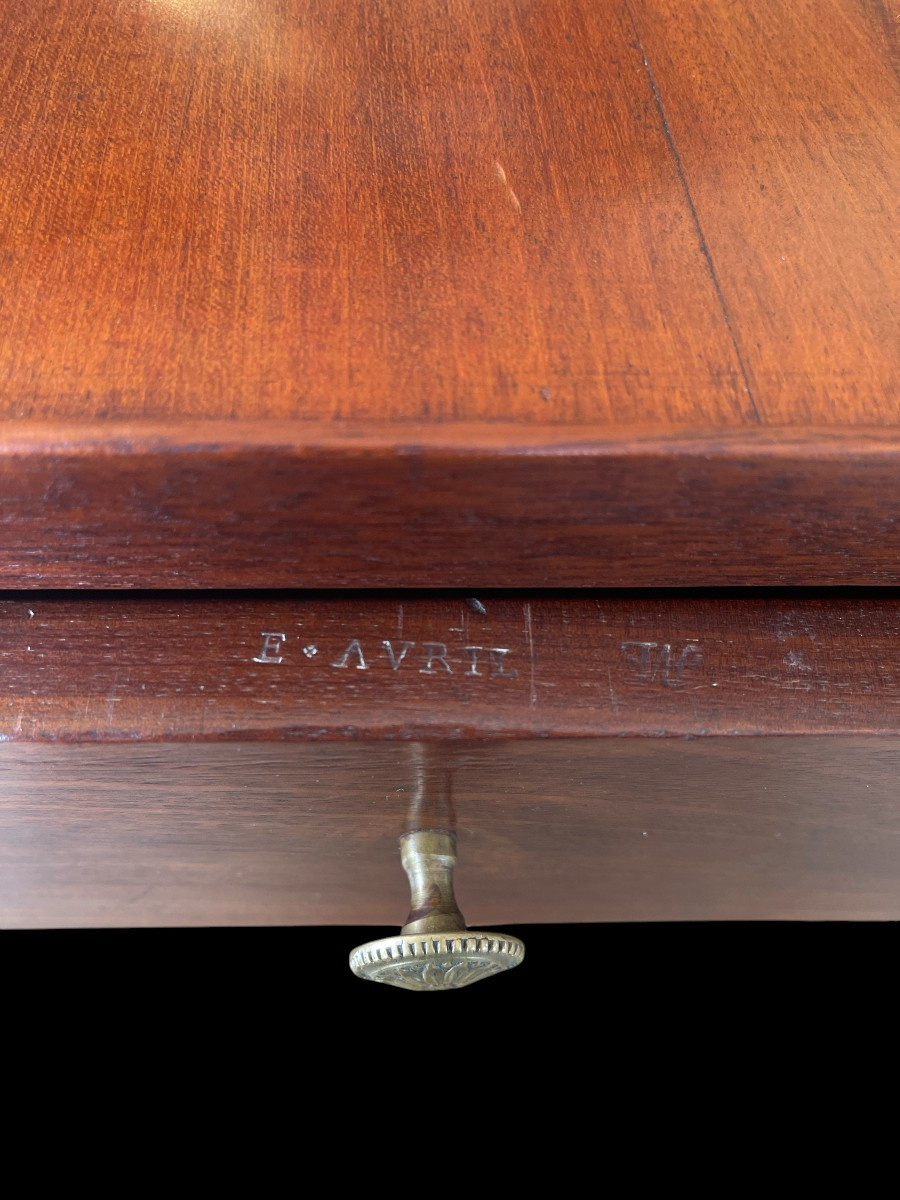 Mahogany Library Table Louis XVIth Period Stamped Etienne Avril - XVIIIth Century-photo-3