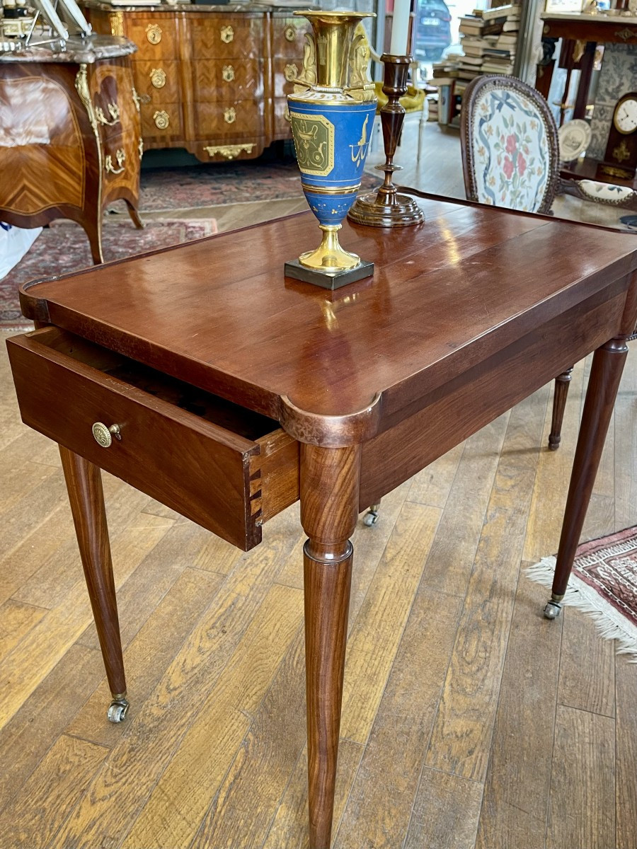 Mahogany Library Table Louis XVIth Period Stamped Etienne Avril - XVIIIth Century-photo-4