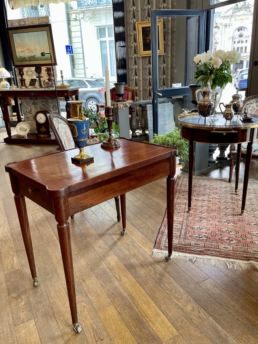 Mahogany Library Table Louis XVIth Period Stamped Etienne Avril - XVIIIth Century-photo-6