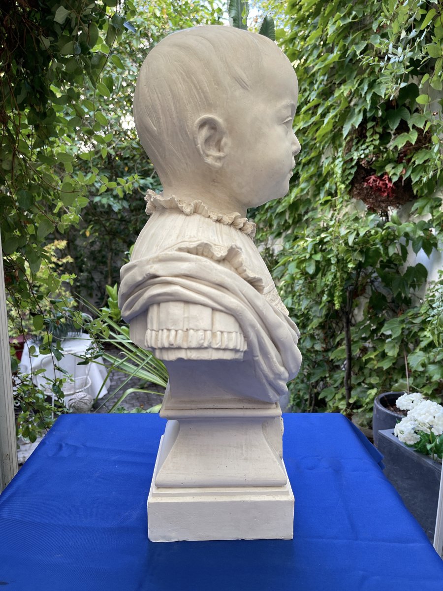 A Plaster Bust Depicting A Young Child From The 19th Century-photo-4