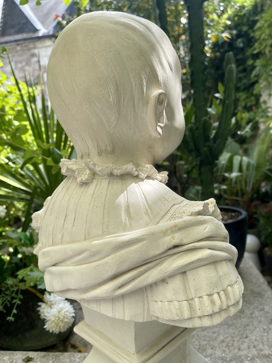 A Plaster Bust Depicting A Young Child From The 19th Century-photo-5