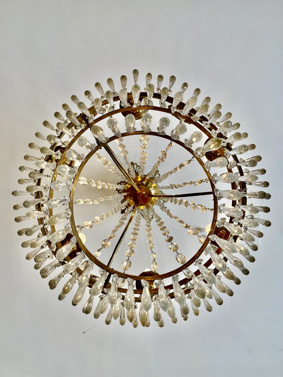 Lustre d'époque empire en bronze doré et cristal - France XIXe siècle-photo-1