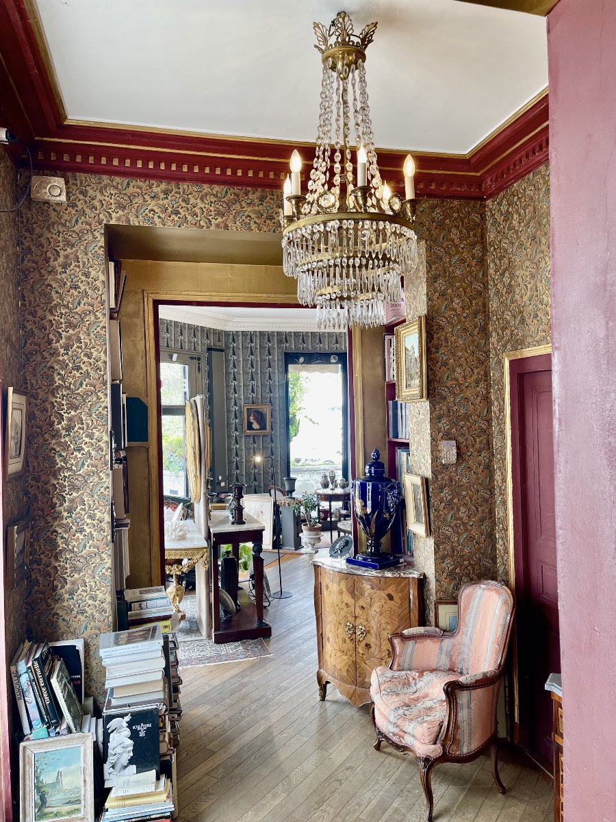 Lustre d'époque empire en bronze doré et cristal - France XIXe siècle-photo-4