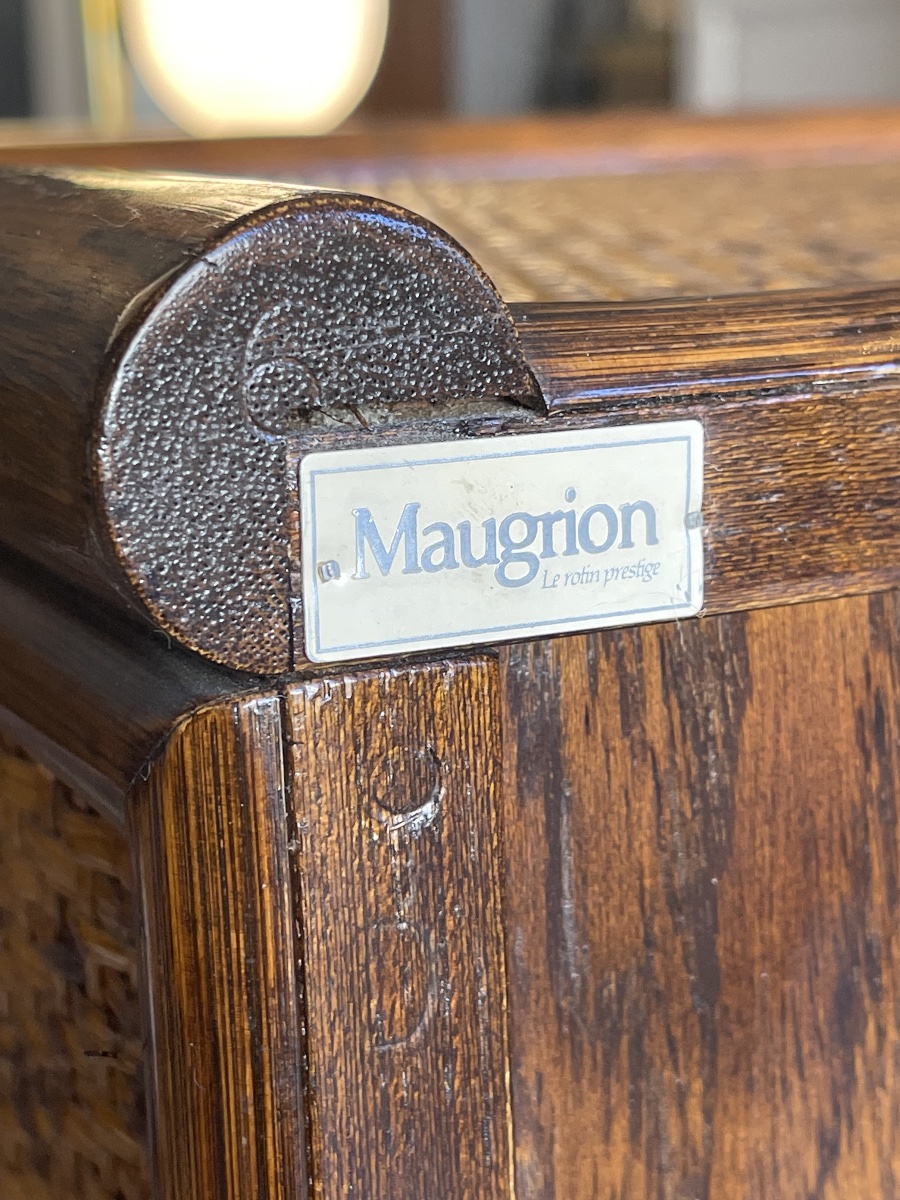 Maugrion "le Rotin Prestige" Chest Of Drawers, Made Of Wood And Rattan, France, Circa 1980-photo-5
