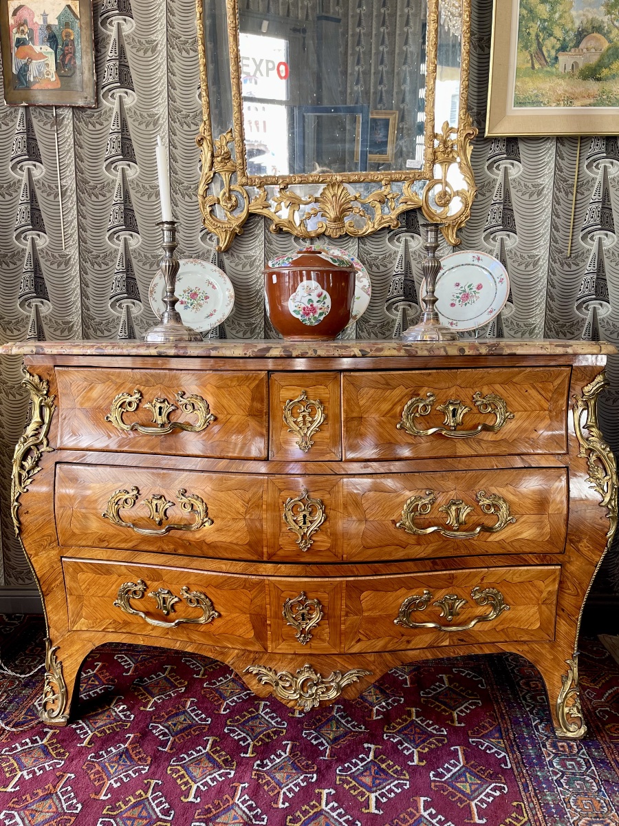 Commode tombeau Louis XV estampillée Léonard Boudin (1735-1807) reçu maître ébéniste -photo-2