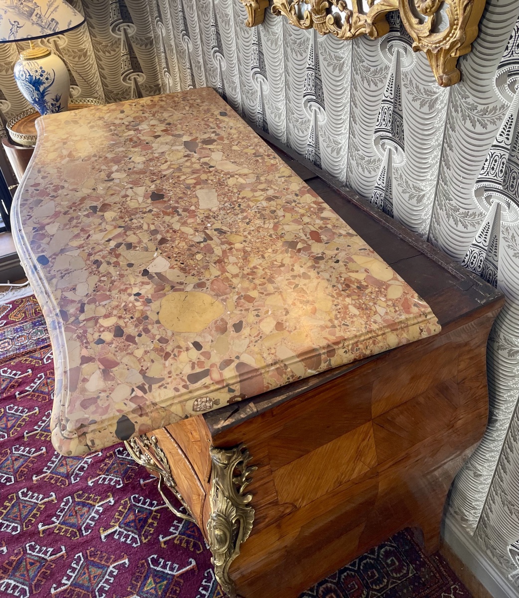 Commode tombeau Louis XV estampillée Léonard Boudin (1735-1807) reçu maître ébéniste -photo-7