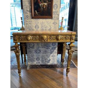 Italian Neoclassical Golden Wood Console With Four Legs