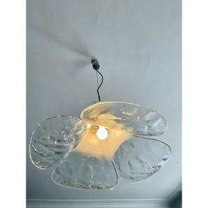 Murano Glass Pendant Lamp "flower" By Carlo Nason For Av Mazzega Year 70